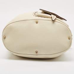 Pre Owned Lancel Off White Leather Premiere Flirt Bucket Bag