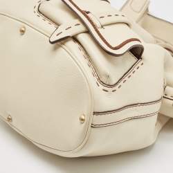 Pre Owned Lancel Off White Leather Premiere Flirt Bucket Bag