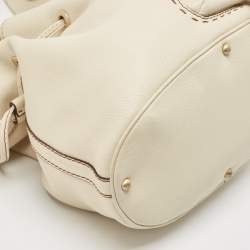 Pre Owned Lancel Off White Leather Premiere Flirt Bucket Bag