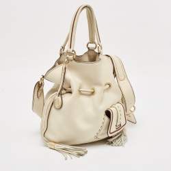 Pre Owned Lancel Off White Leather Premiere Flirt Bucket Bag