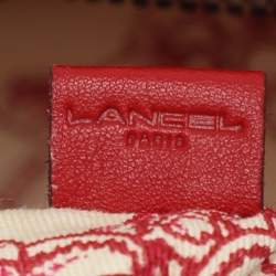 Lancel Red Pleated Leather Satchel