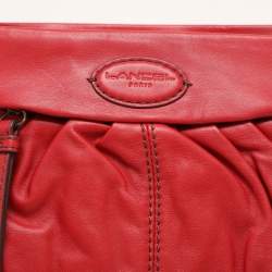Lancel Red Pleated Leather Satchel