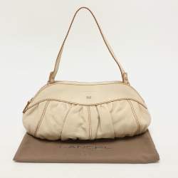 Lancel Cream Leather Shoulder Bag