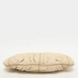 Lancel Cream Leather Shoulder Bag