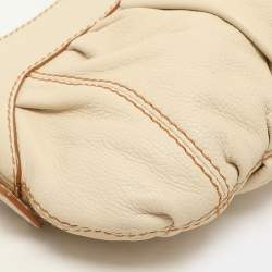 Lancel Cream Leather Shoulder Bag