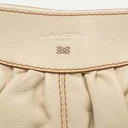 Lancel Cream Leather Shoulder Bag