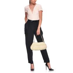 Lancel Cream Leather Shoulder Bag
