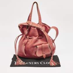 Pre Owned Lancel Red Leather Premiere Flirt Bucket Bag