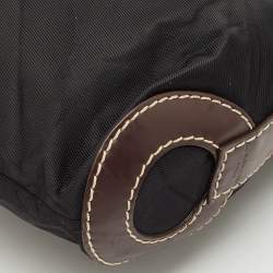 Lancel Black/Brown Leather and Nylon Front Pocket Crossbody Bag