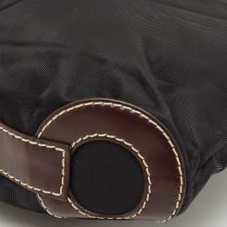 Lancel Black/Brown Leather and Nylon Front Pocket Crossbody Bag