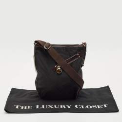 Lancel Black/Brown Leather and Nylon Front Pocket Crossbody Bag