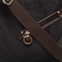 Lancel Black/Brown Leather and Nylon Front Pocket Crossbody Bag