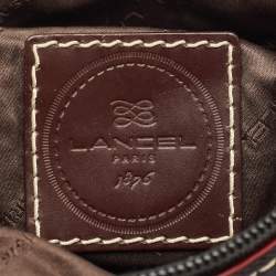 Lancel Black/Brown Leather and Nylon Front Pocket Crossbody Bag