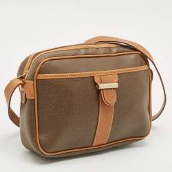 Lancel Brown/Tan Coated Canvas and Leather Camera Shoulder Bag