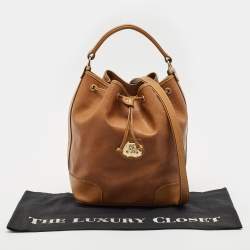 Lancel Brown Leather Drawstring Bucket Bag