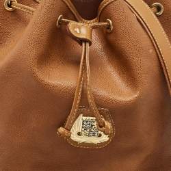 Lancel Brown Leather Drawstring Bucket Bag