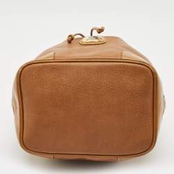 Lancel Brown Leather Drawstring Bucket Bag