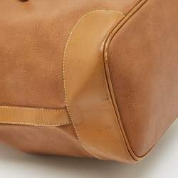 Lancel Brown Leather Drawstring Bucket Bag
