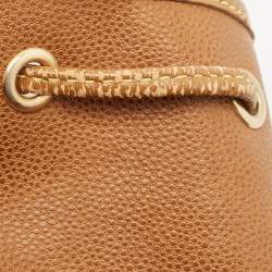 Lancel Brown Leather Drawstring Bucket Bag