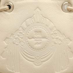 Lancel Cream Leather Drawstring Tassel Tote