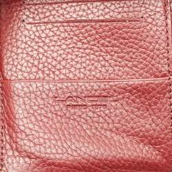 Pre Owned Lancel Burgundy Leather Zip Compact Wallet