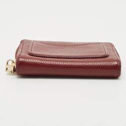 Pre Owned Lancel Burgundy Leather Zip Compact Wallet