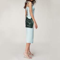 Pre Owned Lancel Dark Green Leather Drawstring Bucket Bag