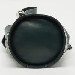 Pre Owned Lancel Dark Green Leather Drawstring Bucket Bag