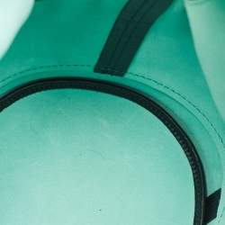 Pre Owned Lancel Dark Green Leather Drawstring Bucket Bag