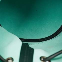 Pre Owned Lancel Dark Green Leather Drawstring Bucket Bag