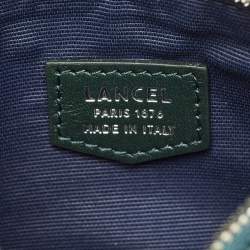 Pre Owned Lancel Dark Green Leather Drawstring Bucket Bag