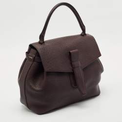 Pre Owned Lancel Dark Burgundy Leather Charlie de Lancel Top Handle Bag