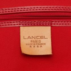 Lancel Red/Tan Canvas and Leather Trim Weekend Duffel Bag