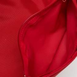 Pre Owned Lancel Red/Tan Canvas and Leather Trim Vanity Travel Bag