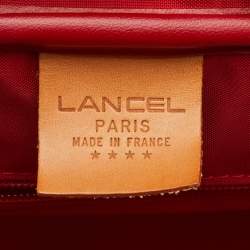 Pre Owned Lancel Red/Tan Canvas and Leather Trim Vanity Travel Bag