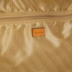 Lancel Red/Tan Canvas and Leather Rolling Suitcase Luggage