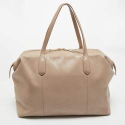 مملوكة مسبقًا Lancel Beige Leather Boston Weekender Bag