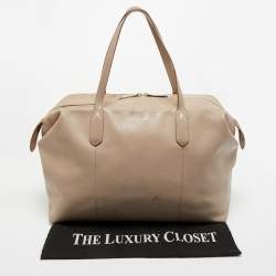 مملوكة مسبقًا Lancel Beige Leather Boston Weekender Bag