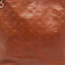 Pre Owned Lancel Brown Embossed Leather Daligramme Dali Fun Tote