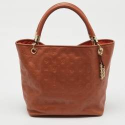 Pre Owned Lancel Brown Embossed Leather Daligramme Dali Fun Tote