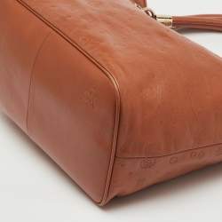 Pre Owned Lancel Brown Embossed Leather Daligramme Dali Fun Tote