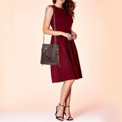 Pre Owned Lancel Burgundy Leather Le Huit Drawstring Bucket Bag