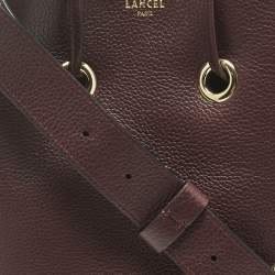 Pre Owned Lancel Burgundy Leather Le Huit Drawstring Bucket Bag
