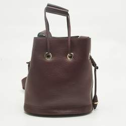Pre Owned Lancel Burgundy Leather Le Huit Drawstring Bucket Bag