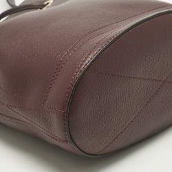 Pre Owned Lancel Burgundy Leather Le Huit Drawstring Bucket Bag