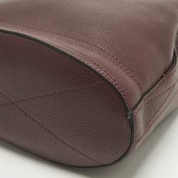 Pre Owned Lancel Burgundy Leather Le Huit Drawstring Bucket Bag