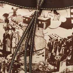 Pre Owned حقيبة لانسل هوبو قماش مطبوعة بنية داكنة وجلد