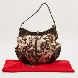 Pre Owned حقيبة لانسل هوبو قماش مطبوعة بنية داكنة وجلد