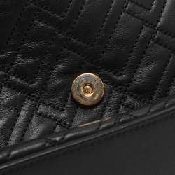 Pre Owned حقيبة كتف لانسيل بسلسلة جلد مبطن أسود