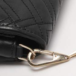 Pre Owned حقيبة كتف لانسيل بسلسلة جلد مبطن أسود